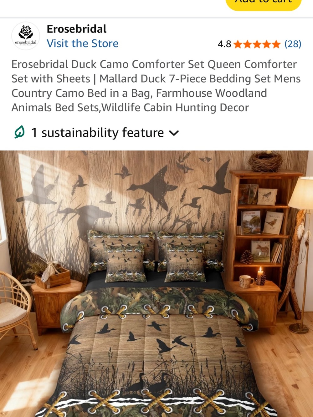 Mallard Duck Camo Comforter Set - Brown & Green